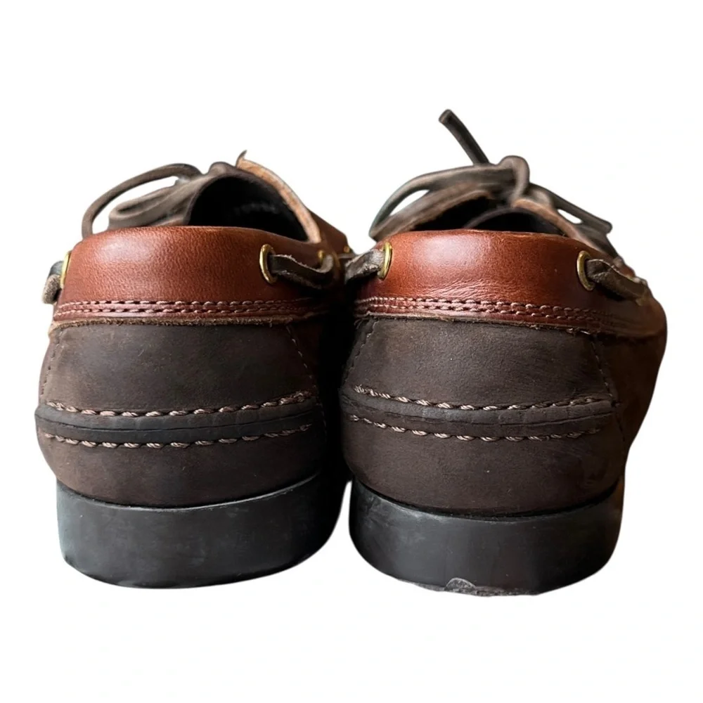 VTG Dexter USA Two Tone Leather Almond Moc Toe Boat Shoes Brown Women’s 9.5M